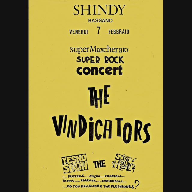 Manifesto giallo del concerto allo Shindy Club di Bassano